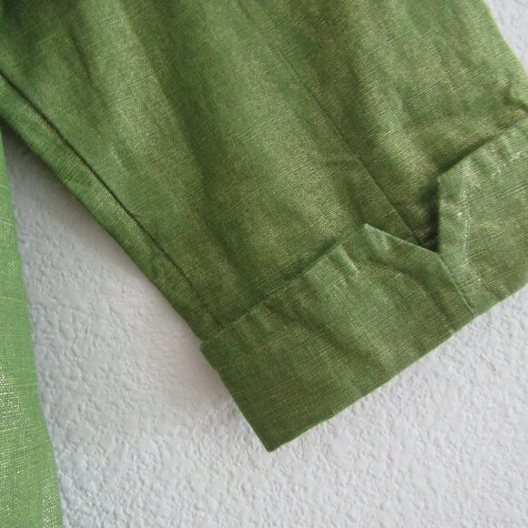 Chico's Linen Blend Jacket 1 Green Shimmer Boho Artsy Coastal Grandma Vintage - Picture 8 of 10